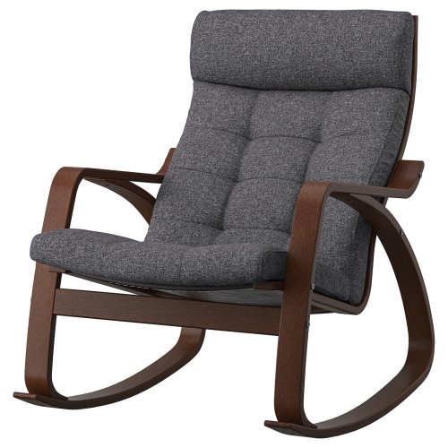 POÄNG Rocking-chair - brown/Gunnared dark grey