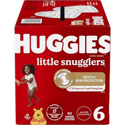 Diapers Size 6 - Huggies Little Snugglers Disposable Baby Diapers, 84ct, Mega Colossal Pack