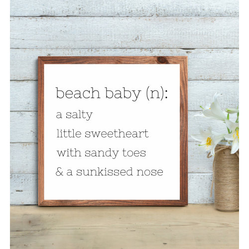beach baby wall art, nursery sign, coastal, nautical, beach room or nursery decor,  12x12, one print included, frame not included