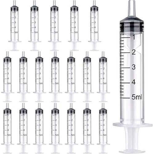 20 Packs Plastic Syringe with Measurement, Suitable for Measuring, Watering, Refilling (5 ml)