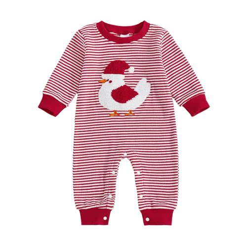 Newborn Baby Boy Girl Stripes Bubble Romper Waffle Knit Long Sleeve Jumpsuit Infant Cute Fall Winter Clothes
