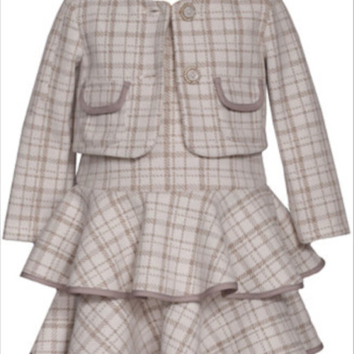 Baby Girls' Tiered Plaid Jacket and Dress, 2-Piece Set