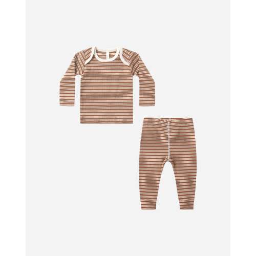 0-3M Ribbed Tee + Legging Set || Cedar Micro Stripe – Quincy Mae