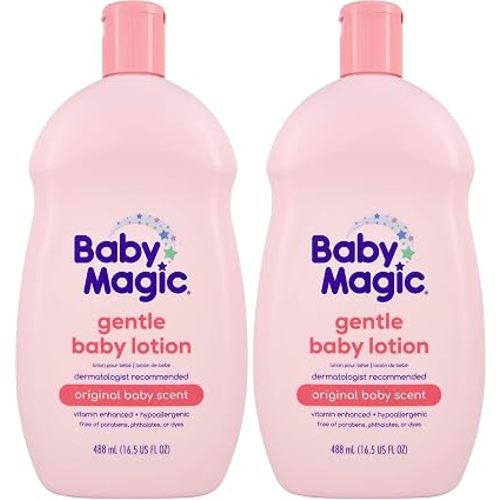 Baby Magic Gentle Baby Lotion, Vitamins & Aloe, Free of Parabens, Phthalates, Sulfates and Dyes, Camellia Oil & Marshmallow Root Original Scent, 16.5 Fl Oz (Pack of 2)