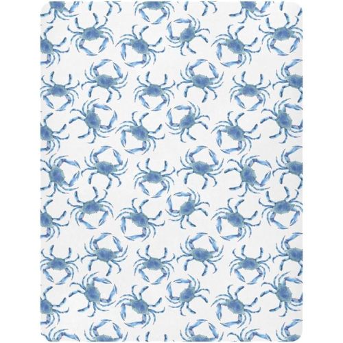 Blue Crabs Crib Sheets Nautical Ocean Beach Coastal Print Playard Sheets Fitted Toddler Baby Bed Sheets Funny Sea Crab Unisex Mini Crib Mattress for Boys Girl 27x39 Inch