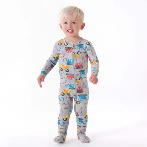 Baby &amp; Toddler Boys Construction Trucks Buttery Soft Viscose Made from Eucalyptus Snug Fit Footed Pajamas