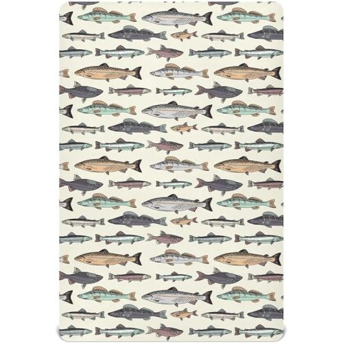 Vintage Fishes Fitted Crib Sheet for Boys Girls Baby Crib Sheet Crib Mattress Sheet Breathable Crib Sheets for Pack N Play Mattresses,52 X 28 in