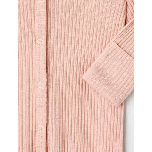 Milly & Milo Merino 4*3 Rib Sleepsuit, Ballet Pink