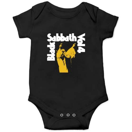 Black Sabbath Vol. 4 Vintage Coal Onesie Kids's Short Sleeve Onesie 12M Black sold by Xenophobic Myrna | SKU 1942159 | Printerval