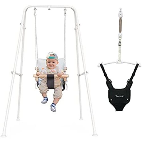 RAGOZONERY 2 in 1 Baby Jumper with Toddler Swing, Baby Jumpers and Bouncers,Indoor Outdoor Toddler Swing Set