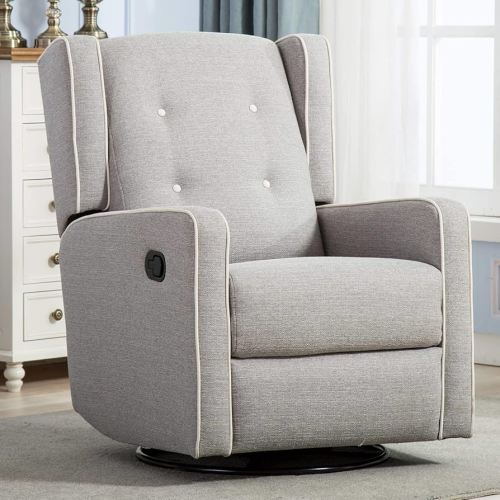 CANMOV Swivel Rocker Recliner Chair, Nursery Glider Chair, Nursery Rocking Chairs, Manual Reclining Chair, Grey