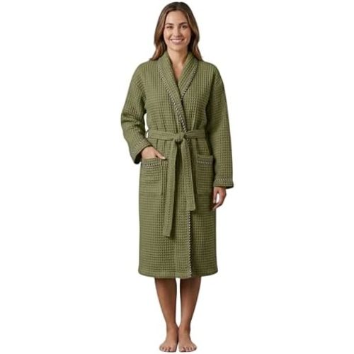 PÜSKÜL Luxury Waffle Robe for Women & Men - Natural 100% Turkish Cotton Bathrobe - Housecoat Womens & Housecoat Mens