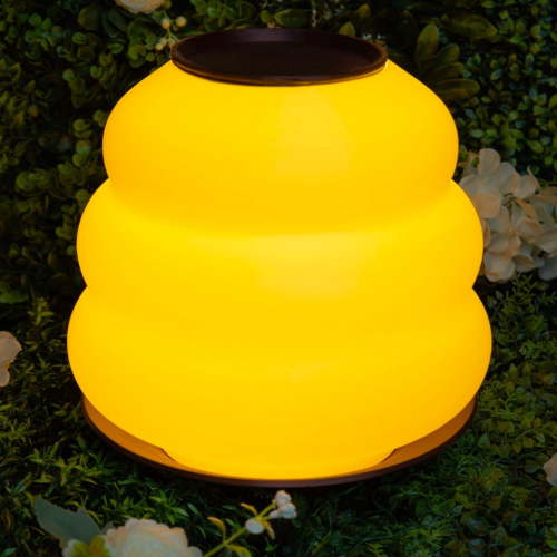 JONATHAN Y Honey Pot 12" Minimalist Classic Plant-Based PLA 3D Printed Dimmable LED Table Lamp, Yellow/Black, USA1001A