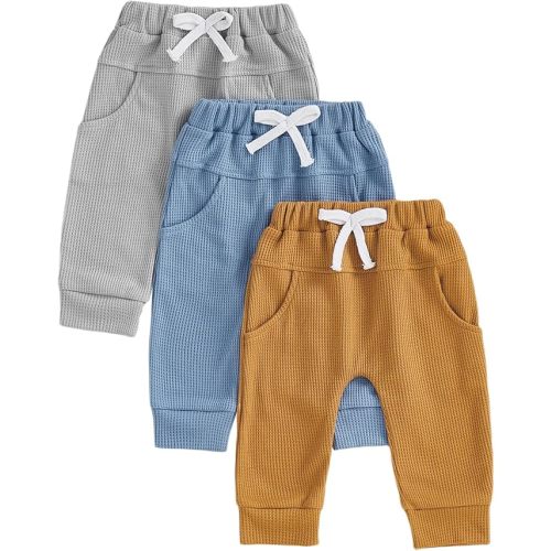 allshope Toddler Baby Boy Fall Pants Active Jogger Casual Athletic Trousers Solid Color Pocket Elastic Waist Harem Bottoms