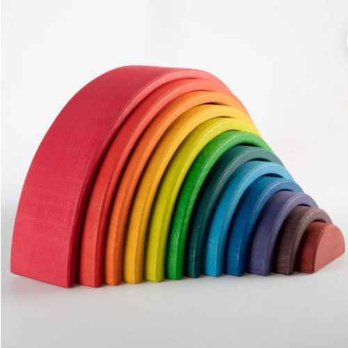 12 Pcs Large Wooden Rainbow Stacking Blocks In Primary Colors