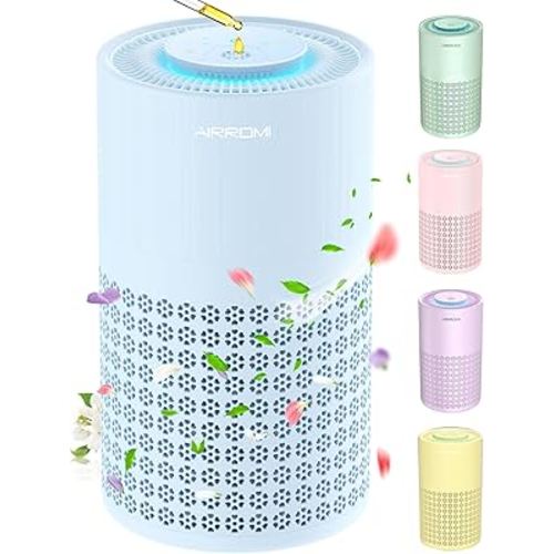 AIRROMI Air Purifier for Bedroom with HEPA 3-in-1 Filter, Pet Air Purifier for Home Cat Pee Smell, Covers Upto 990 Ft², Quiet 360° intake Air Cleaner for pet hair,allergies,Dust,Smoke A2001 Blue