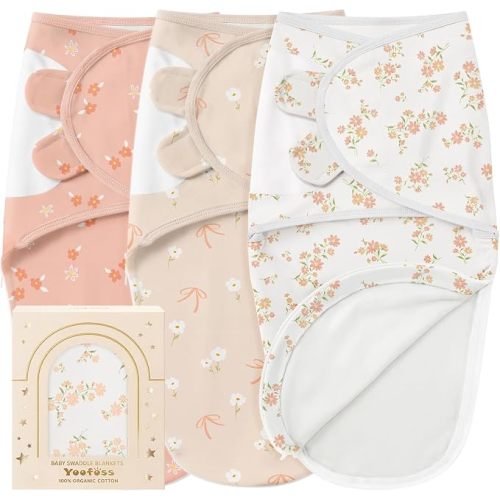 Yoofoss Baby Swaddles for Newborns 100% Organic Cotton, 0-3 Months 2 Zippers Newborn Swaddle Sack, Breathable Soft Durable