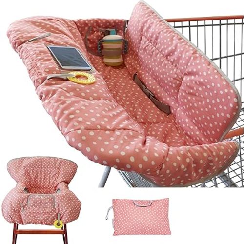 Suessie Shopping Cart Cover and High Chair Cover, Pink Dots