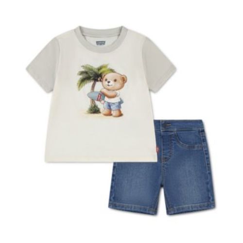 Baby Boys' Short-Sleeve T-Shirt and Denim Shorts, 2-Piece Set