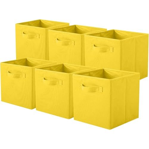 ShellKingdom Storage Bins, Foldable Fabric Storage Cubes and Cloth Storage Organizer Drawer for Closet and Toys Storage, 6 Pack (Yellow)