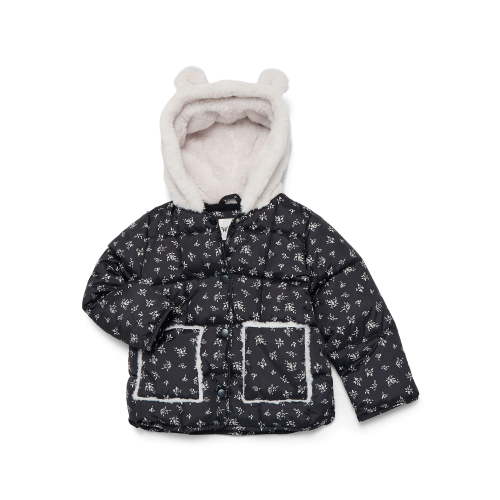 Jessica Simpson Toddler Girls' Quilted Puffer with Teddy-Bear Ear Hood, Sizes 2T-5T