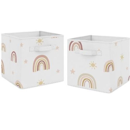Sweet Jojo Designs Girl Fabric Storage Bins Set Boho Rainbow Collection