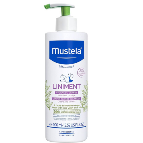 Mustela Liniment - No-Rinse Baby Cleanser for Diaper Change - with Extra Virgin Olive Oil - Fragrance-Free - 13.52 fl. Oz