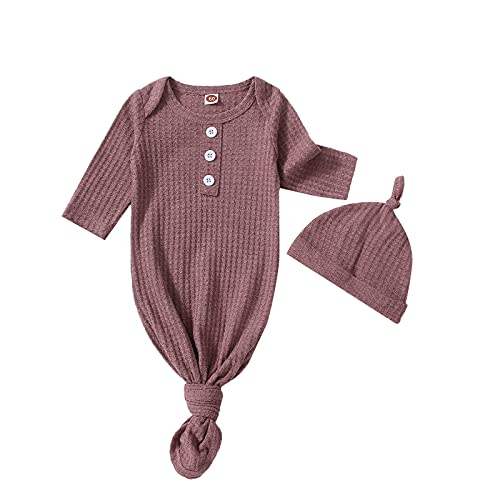 Twopumpkin Baby Girl Boy Coming Home Knotted Gown Unisex Newborn Infant Sleep Onesie Outfit Cute Baby Winter Pajamas