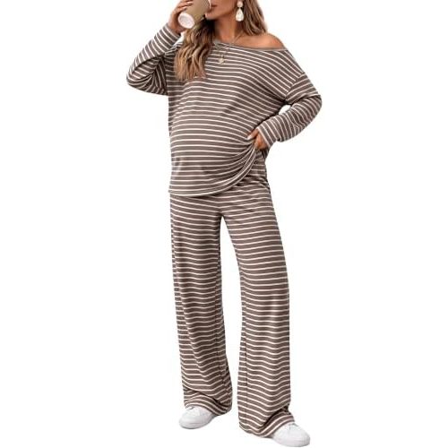 Maternity 2 Piece Maternity Lounge Striped Set