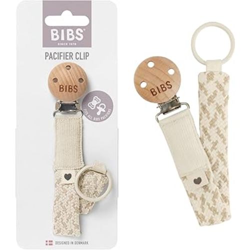BIBS Paci Braid. Pacifier String. Organic Cotton. Danish Design, OneSize (0-36 Months), Ivory/Vanilla