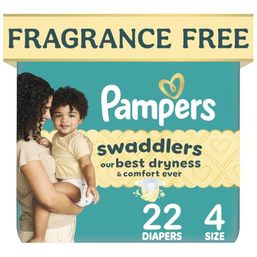 Pampers Swaddlers Diapers, Size S4 (15-34 lbs), 22 Count, Absorbent, Keeps Baby Dry and Comfortable, Pediatrician Recommended Skin Safe Disposable Baby Diaper
