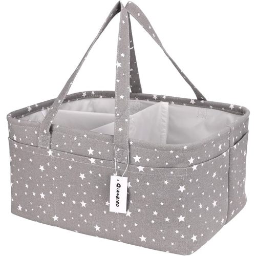 Baby Diaper Caddy Organizer- Extra Large Portable Diaper Basket with Removable Divider, Multi-Use Nursery Organizer for Diapers,Wipes,Baby Essential-Perfect Baby Basket bag Registry Must Have