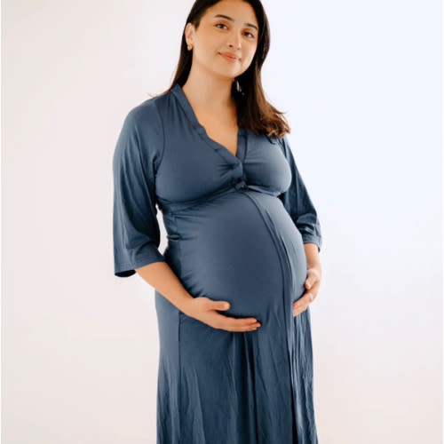 Lila Labor & Postpartum Gown in Midnight Blue