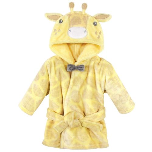 Hudson Baby Infant Boy Plush Animal Face Bathrobe, Bowtie Giraffe, 0-9 Months