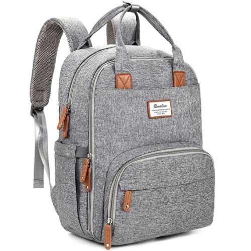 Diaper Bag Backpack - Grey, Multifunction Travel Back Pack Maternity Baby Changing Bags, Large Capacity, Waterproof and Stylish