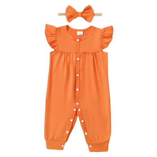 Actgleam Baby Girl Romper Ruffle Sleeveless Animal Print Cute Jumpsuit,Coral,0-3M