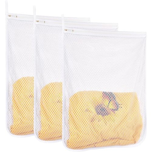 3 pcs Durable Honeycomb Mesh Laundry Bags for Delicates 12" x 15" (3 Medium)