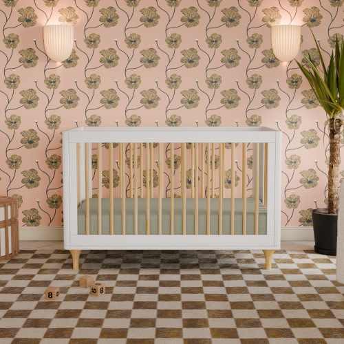 babyletto Lolly 3-in-1 Convertible Crib with Toddler Bed Conversion Kit - White/Natural