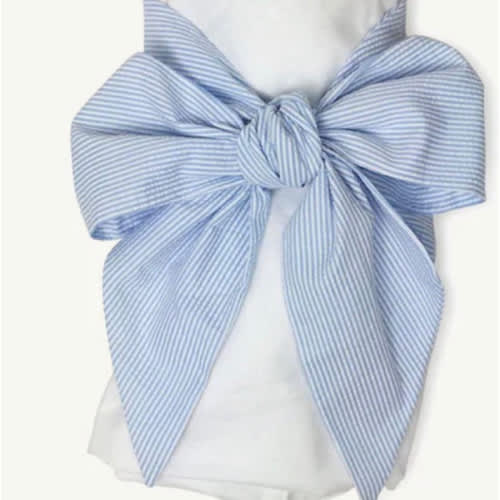 Bow Swaddle ® - Breakers Blue Seersucker
