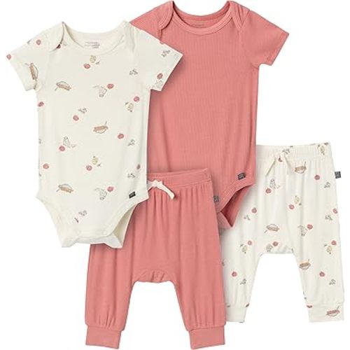 Modern Moments by Gerber Baby Neutral Viscose Bodysuit and Pant Set, Ivory Pasta Dinner, 3-6 Months