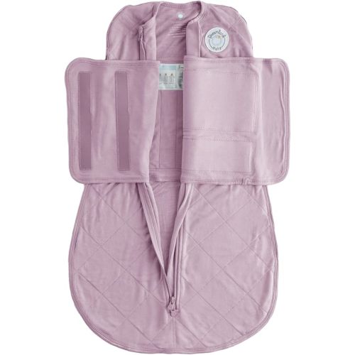 DREAMLAND BABY Bamboo Viscose Swaddle Sleep Sack (0-6 Months). Ultra Soft Swaddle Blanket w/Built in Band. 95% Viscose, 5% Spandex (Mauve)