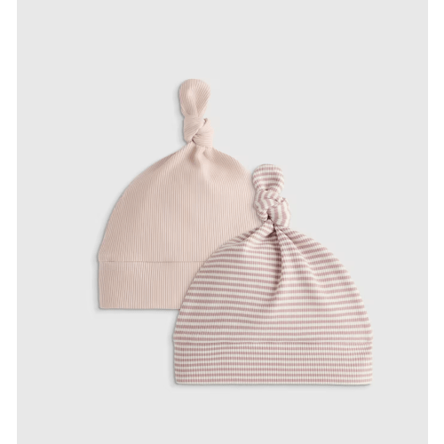 The Softest Rib Hat (2-Pack)  in Peach Blush/Lilac Stripe