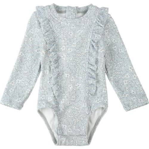 Vintage Flowers Long Sleeve One-Piece Swimsuit, 18-24M