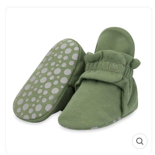 Organic Cotton Gripper Baby Bootie - Olive – Zutano