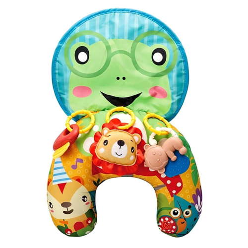 Baby Tummy Time Pillow, U-Shaped Prone Support Mat with Sound Toy and Teether for Infant Floor Play