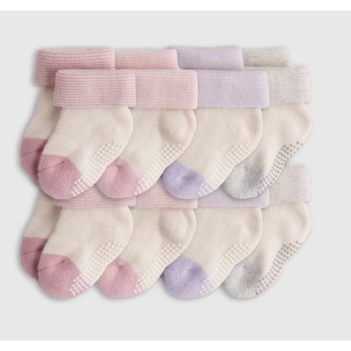 Organic Cotton Gripper Fold Over Socks 8-Pack - Baby