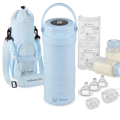 NIB 4ALLFAMILY Portable Breast Milk Cooler Daily USE Baby Bottles Milk Blue