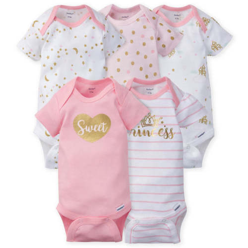 5-Pack Baby Girls Castle Short Sleeve Onesies® Bodysuits – Gerber Childrenswear