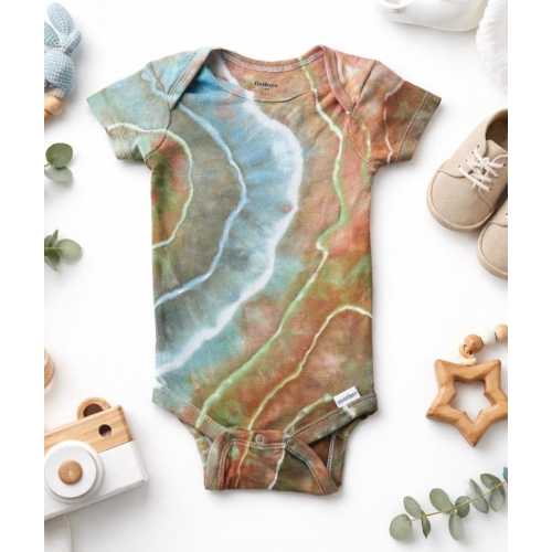DYE-nosaur Baby Boy Onesie Organic Geode Tie Dye, Newborn, Multiple Sizes Hand Dyed Ice Dye Baby Shower Gift
