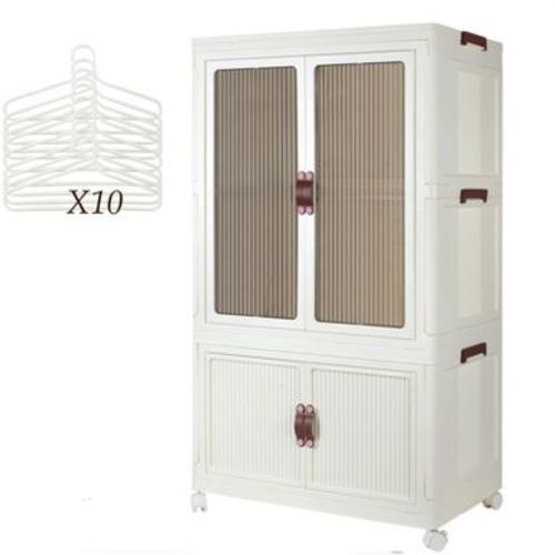 Portable Closet Wardrobe with Wheels, 10 Hangers